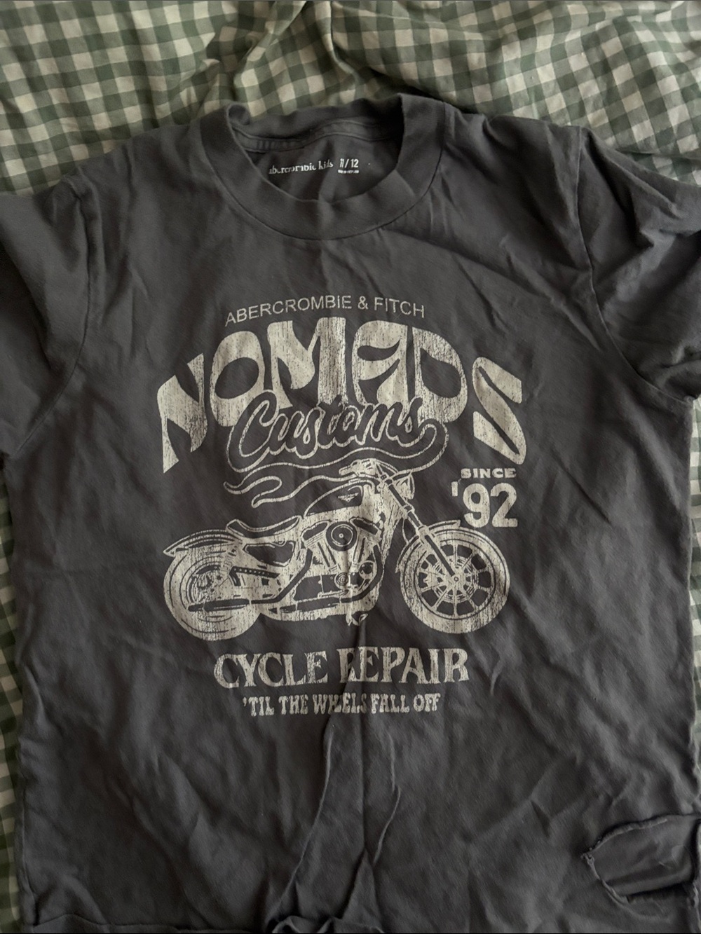 Abercrombie & Fitch Kids Charcoal Gray Motorcycle Graphic Tee